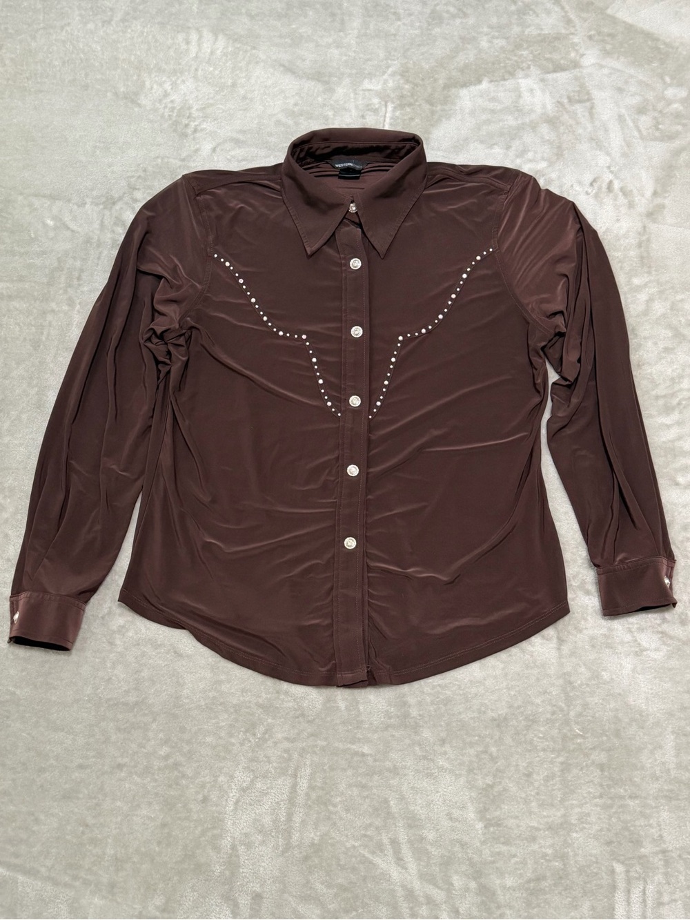 Vintage Western Ethics Studded Rhinestone Western Rodeo Long Sleeve Button Up -M